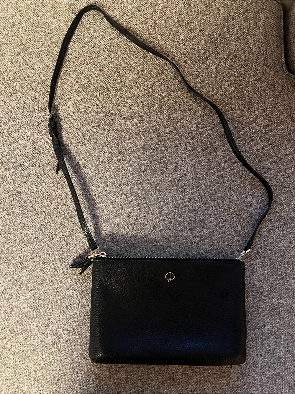 kate spade Black Pebbled Leather Crossbody with Gold Logo